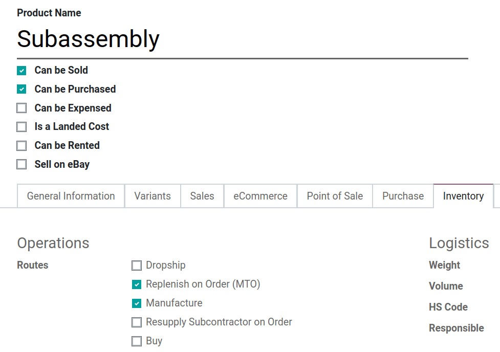 Managing Semi-Finished Products bill of materials in Odoo