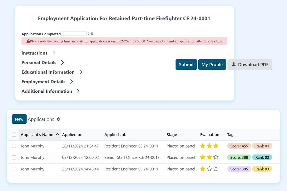 Candidate job portal recruitment software