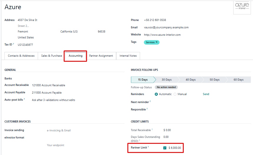 Defining custom credit limit for customer in Odoo