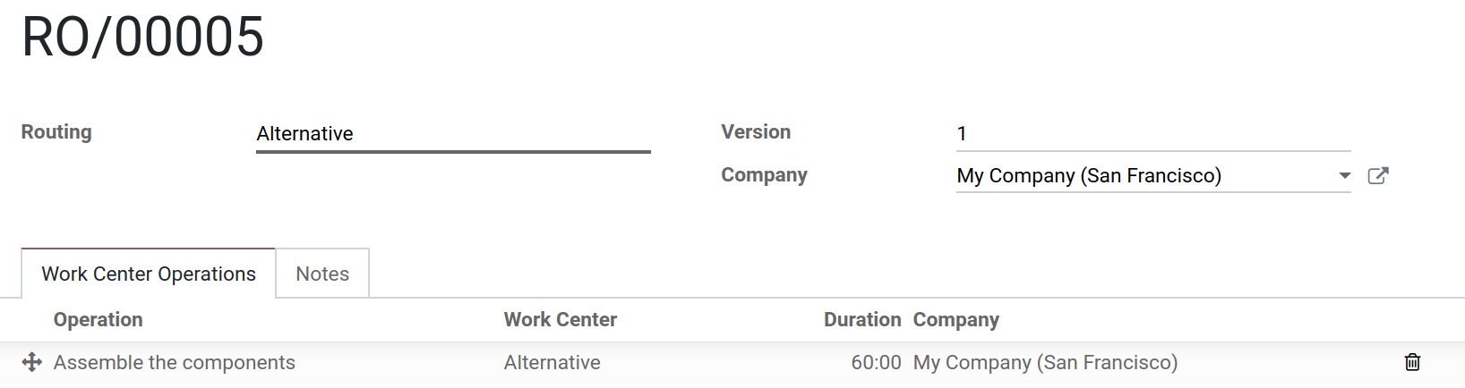 Define Routing in Odoo Manufactuing