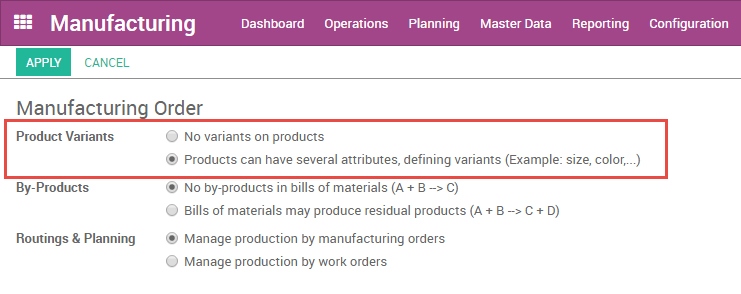 How to manage bills of materials for product variants in Odoo