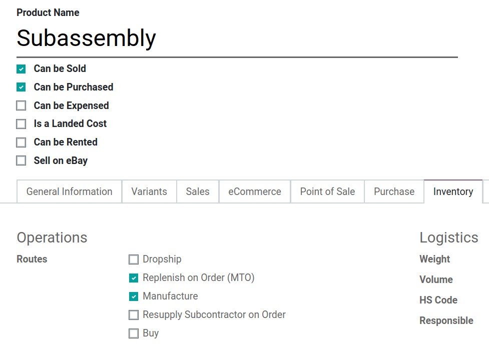 Managing semi-finished products bill of materials in Odoo