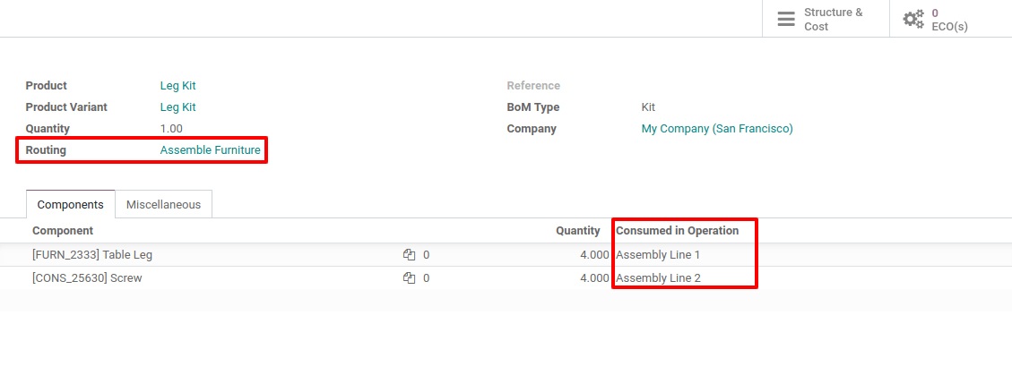 Create kit BOM for the kit component in Odoo Manufacturing