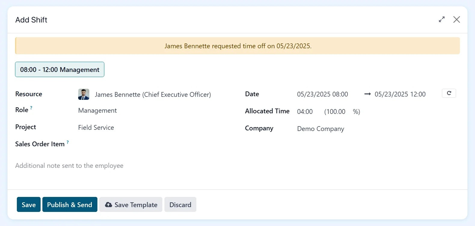 Integrated time off and shift planning