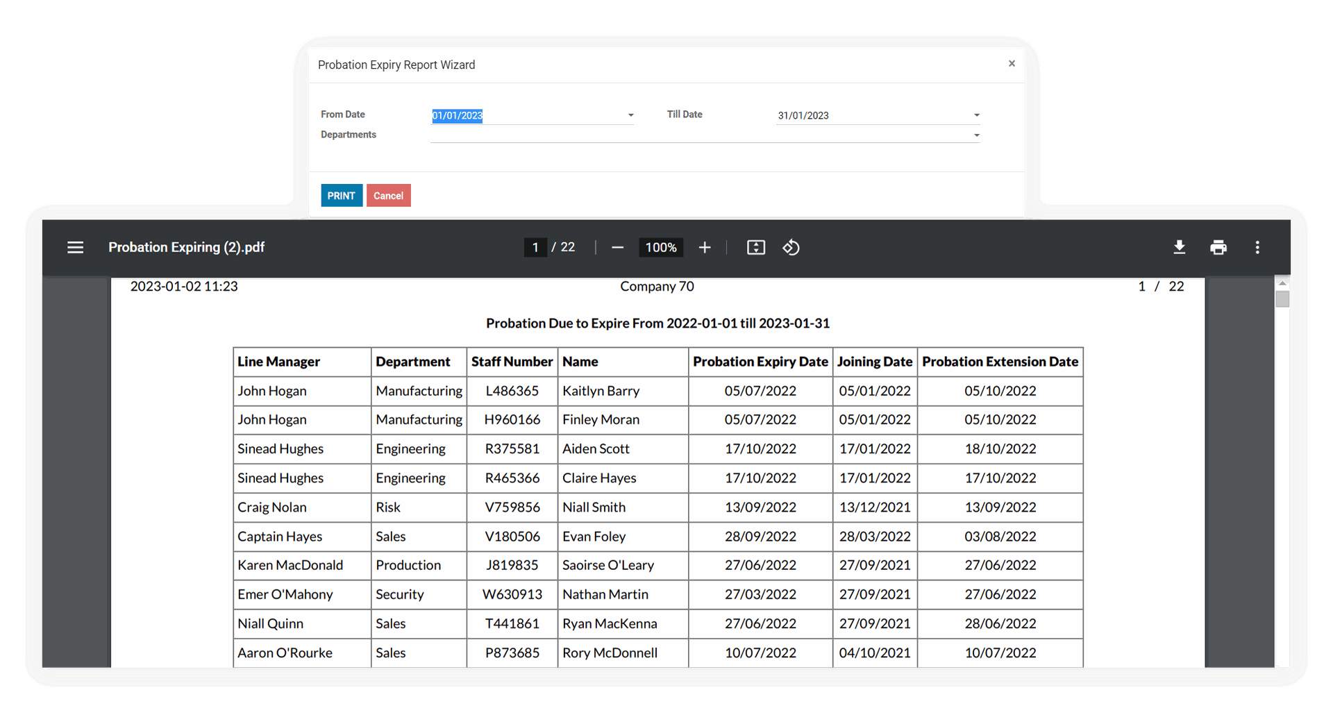 Generate report on your probation management