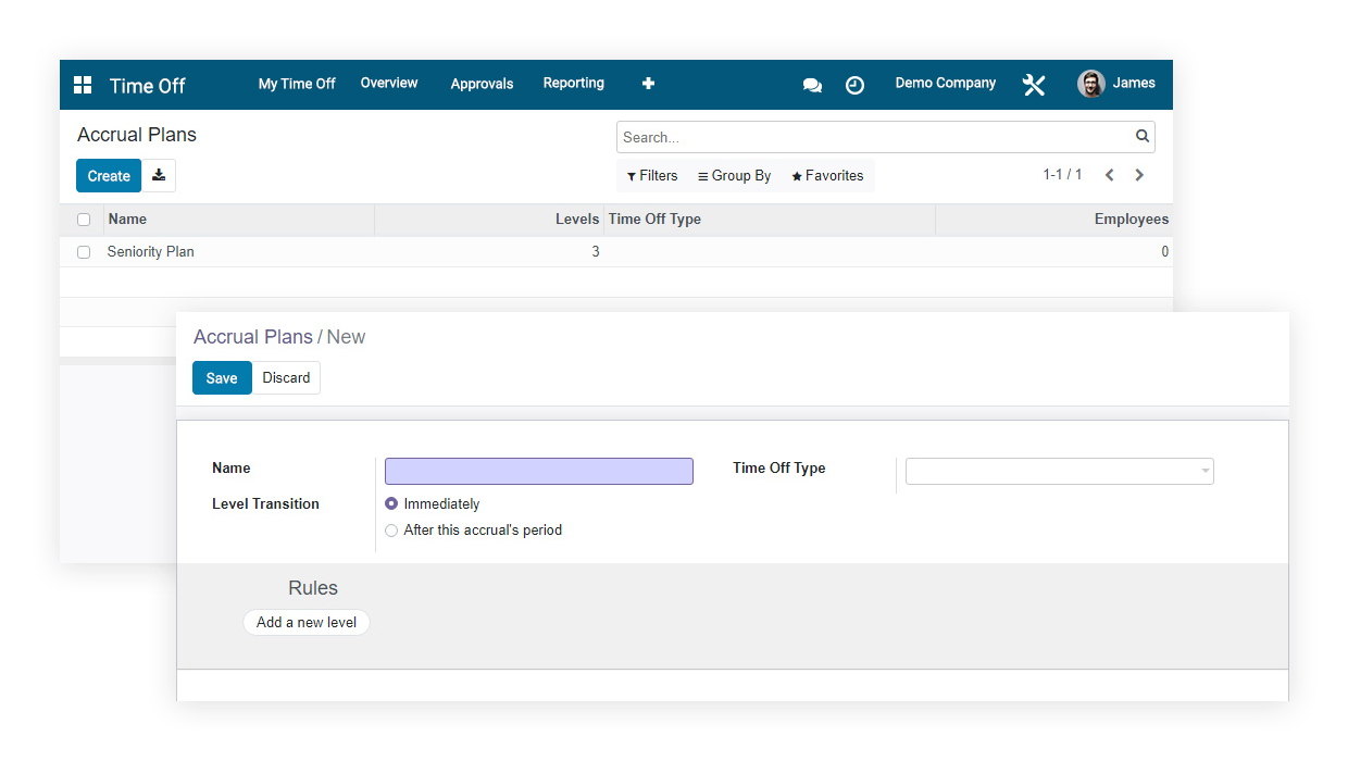 Set up accrual plans