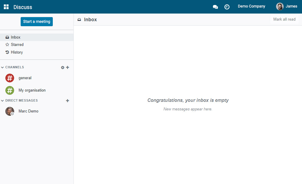 View inbox, starred messages and history