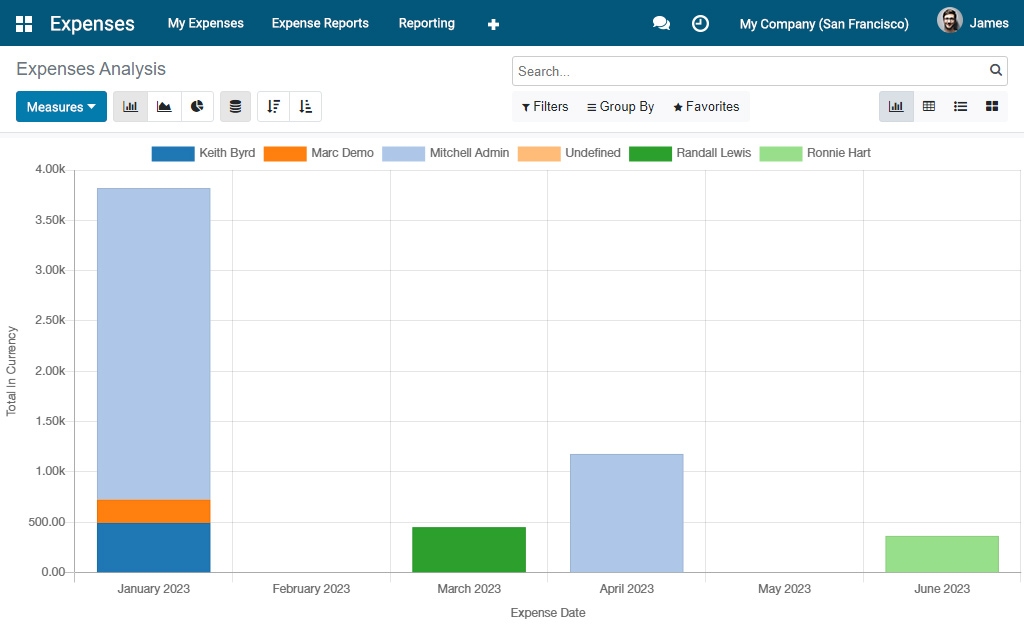 Screenshot of expense analysis feature