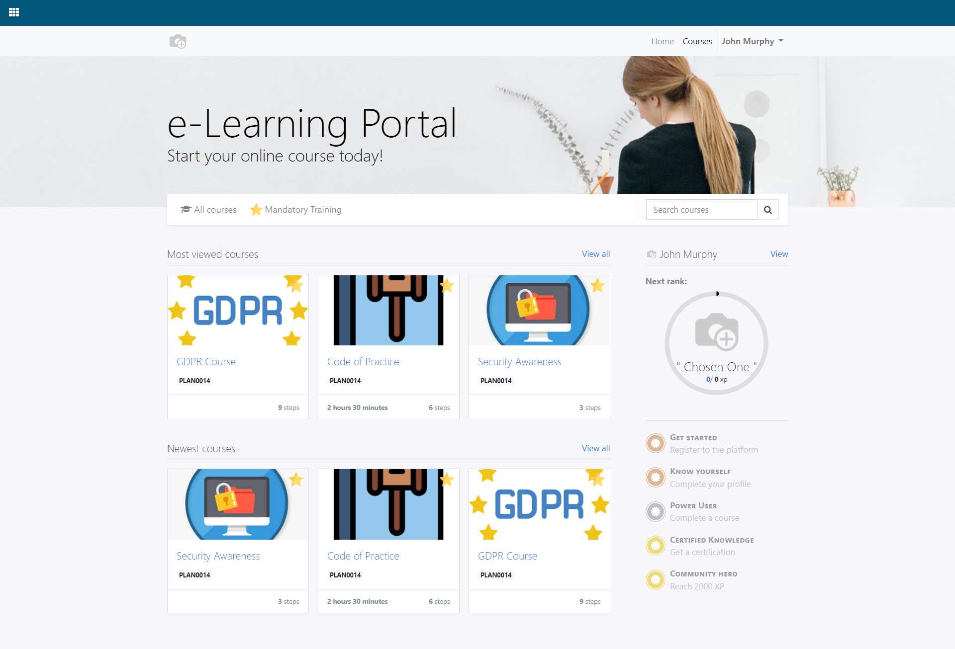 Screenshot of Numla eLearning Portal for corporate training