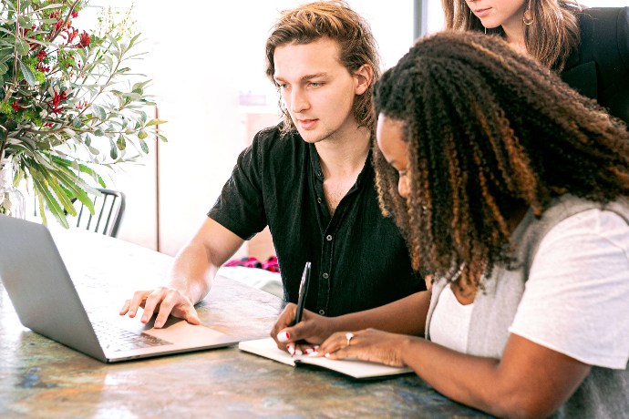 Team of employees working