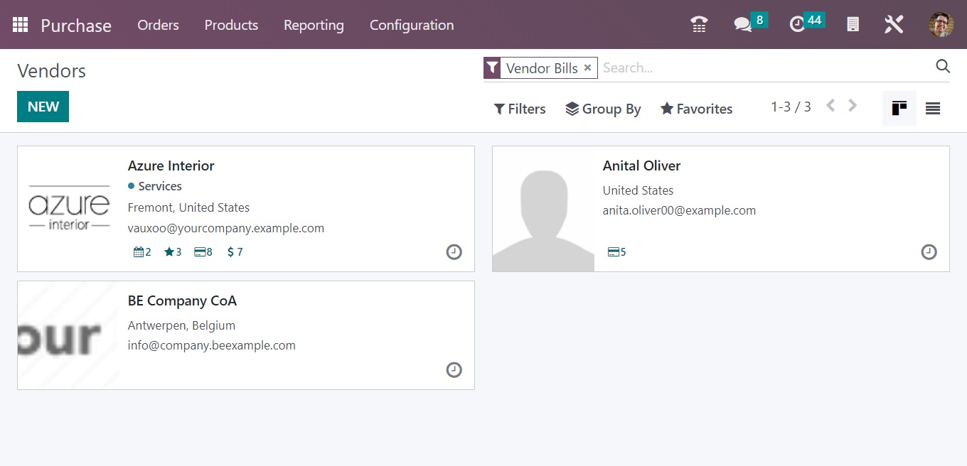 Manage vendors - Odoo Purchase module