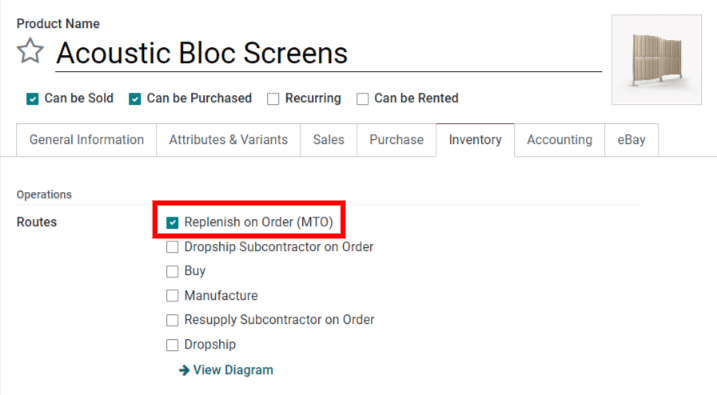 Product configuration in Odoo inventory