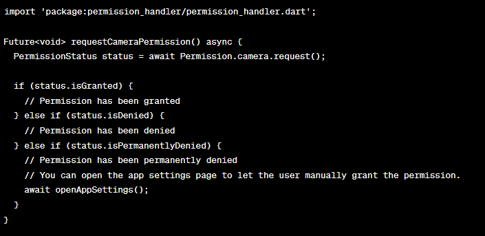 Requesting permissions in Flutter apps