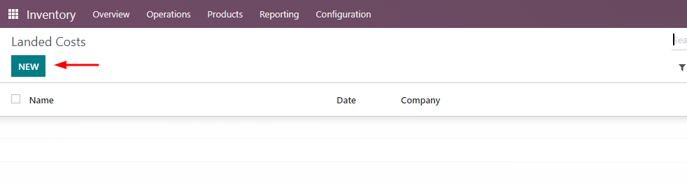 Create new landed costs in Odoo inventory
