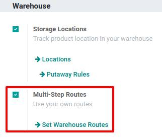 Enable Multi-step routes in Odoo inventory