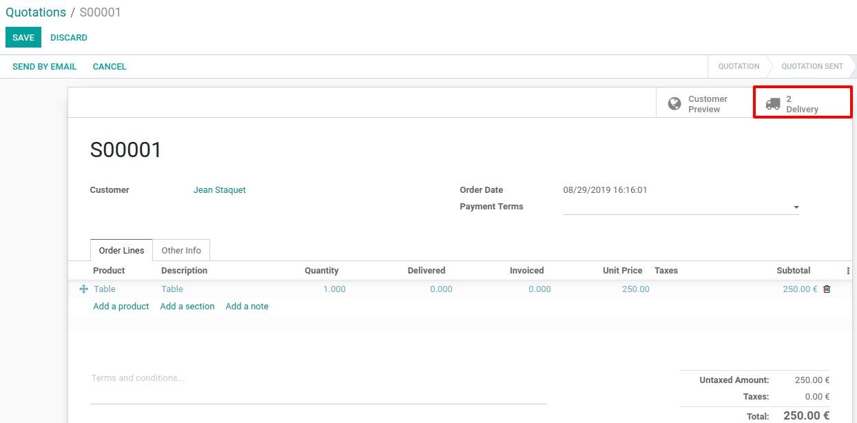 A screenshot from Odoo inventory app