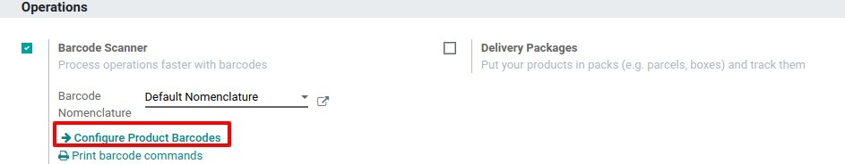Configure product barcodes