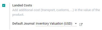 Enable Landed Costs in Odoo
