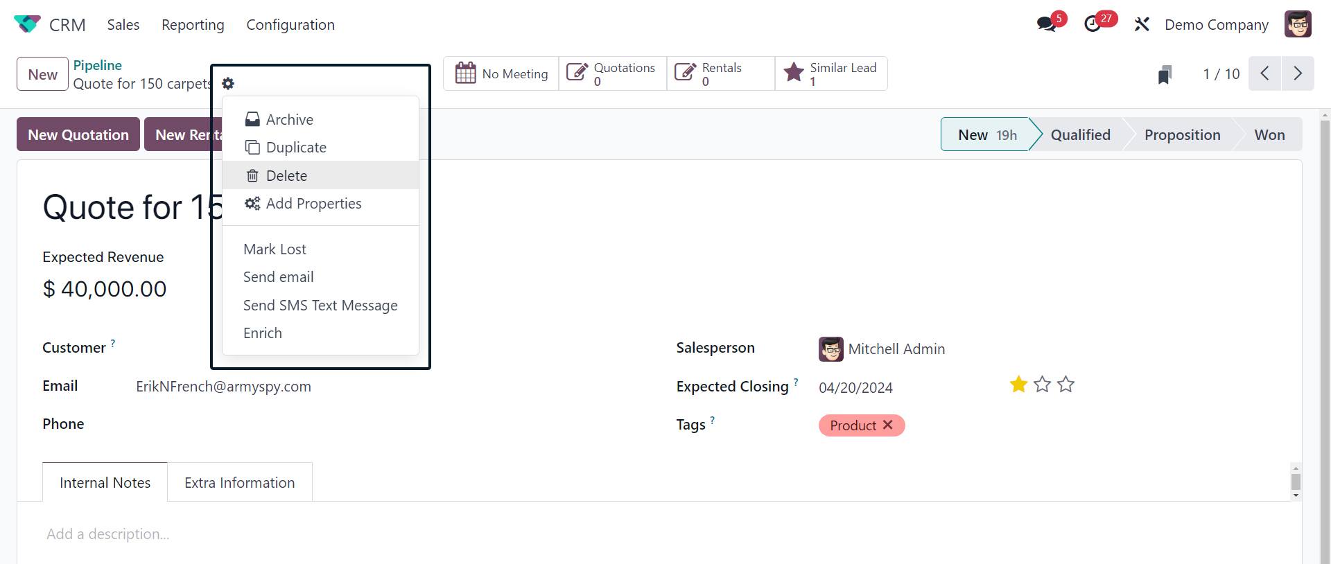 New feature of Odoo 17-action menu layout