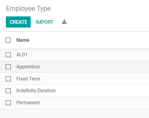 Employee Type Configuration