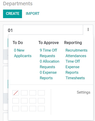 Department Setup Interface