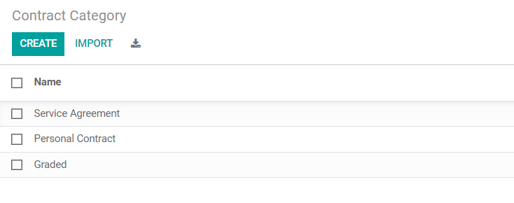 Contract Category Configuration