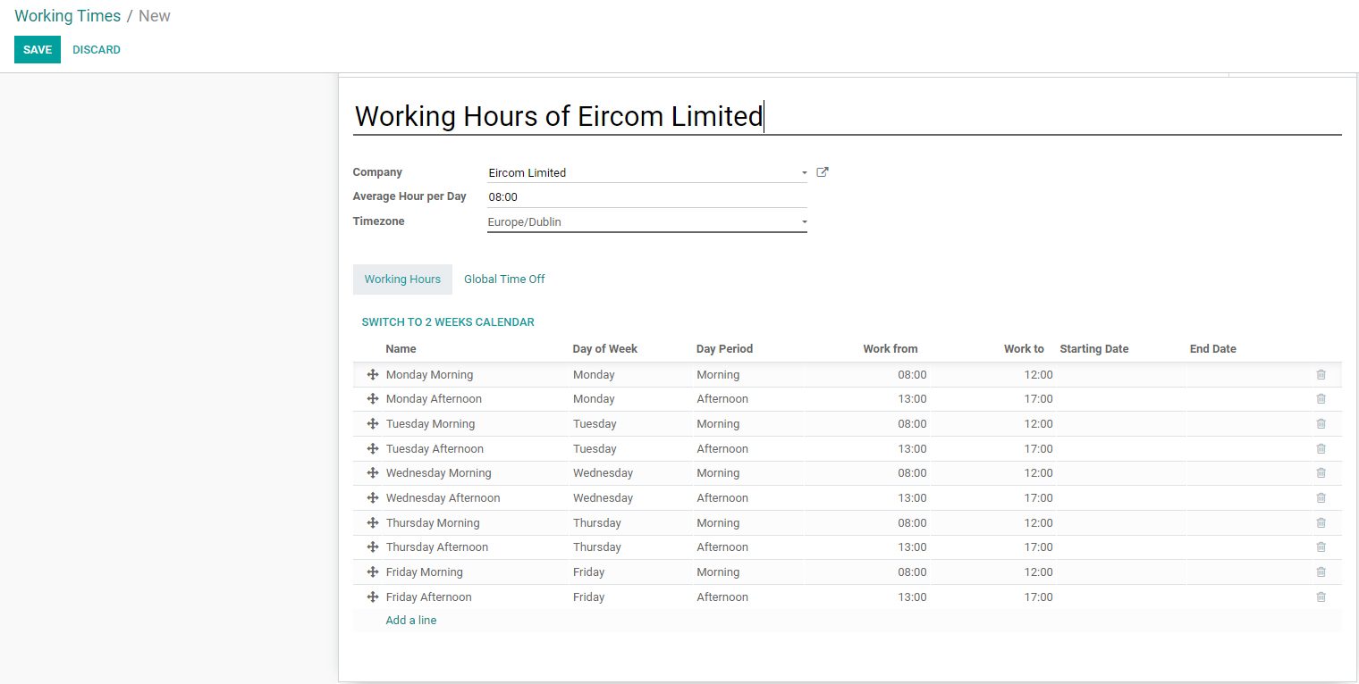 Work Schedule Interface