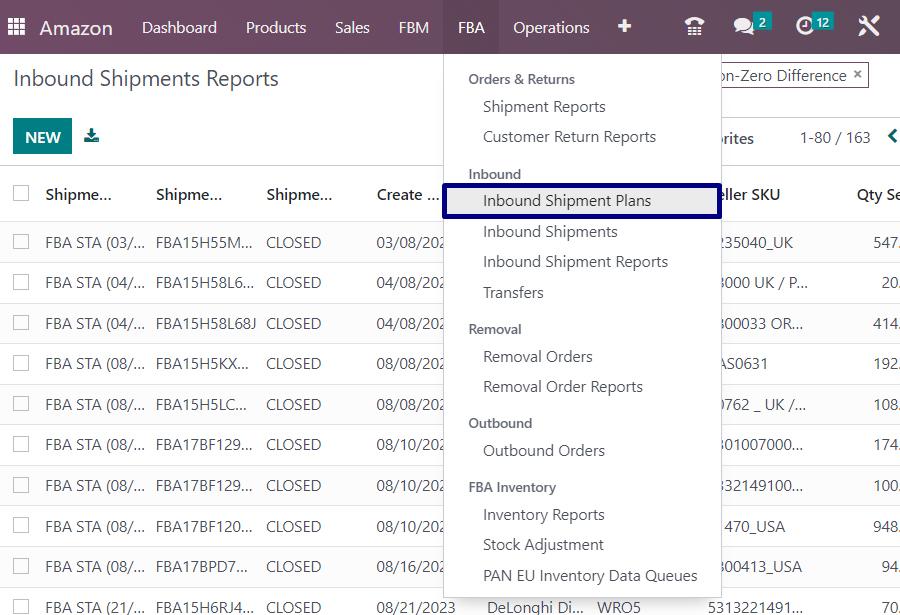 Inbound shipment plans