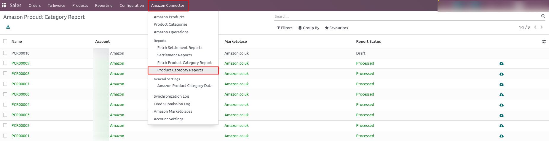 Product category reports