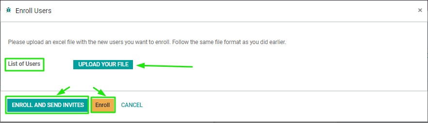 Upload your file and enroll the individual in the Training