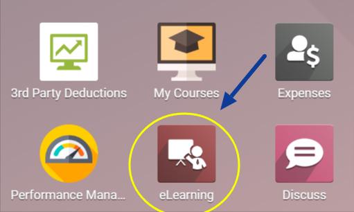 Navigating to the e-learning app in Numla HR