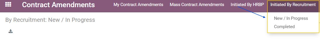 Creating New Contract Amendment Initiated by Recruitment