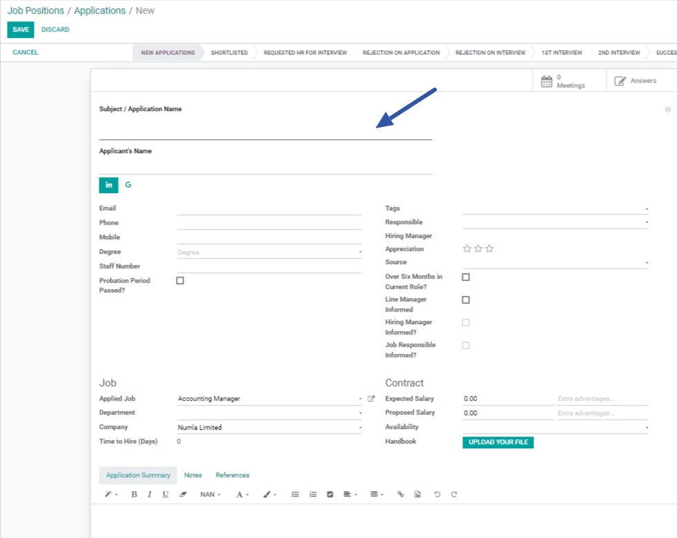 Filling out Candidate Details