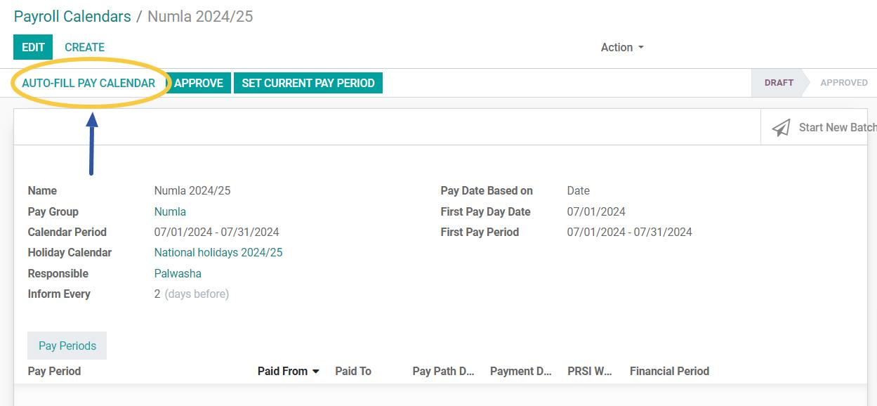 Auto-fill pay calendar