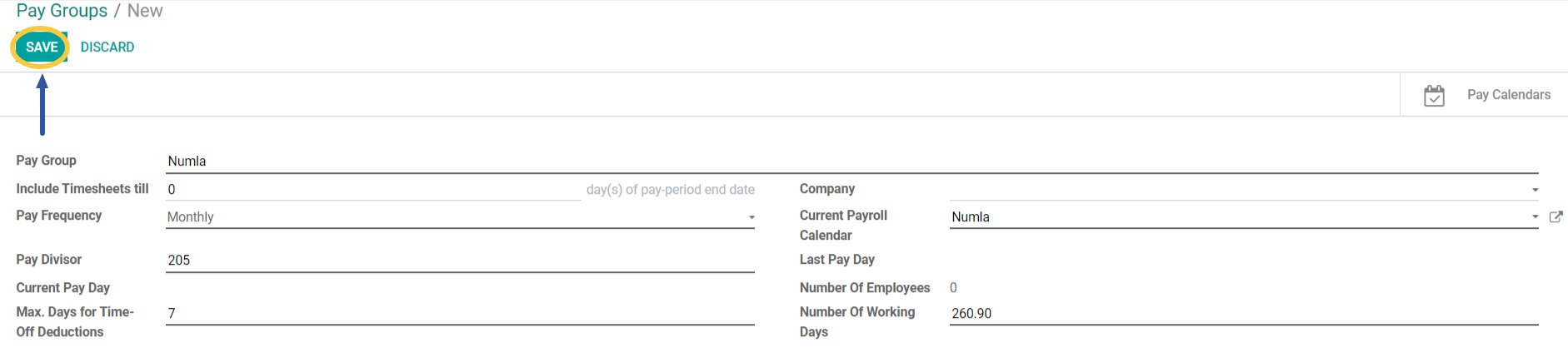 Saving the pay groups