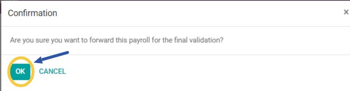 Confirming to forward payroll for the final validation